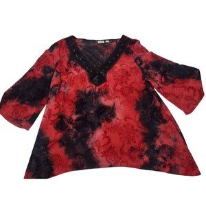 Cato Velvet Burnout Beaded Tunic Top 22/24W Sharkbite Whimsigoth Fairy Grunge